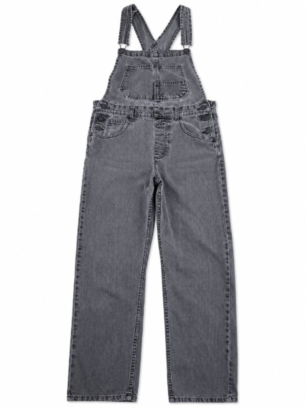 ❤️ Free People Ziggy Faded Black Grey Overalls Size Medium - Picture 5 of 6